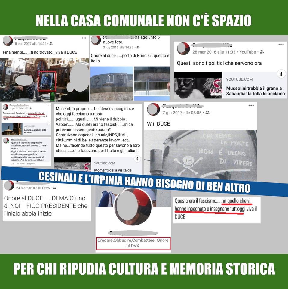 Cesinali| Post inneggianti al Duce, indagini su vicesindaco