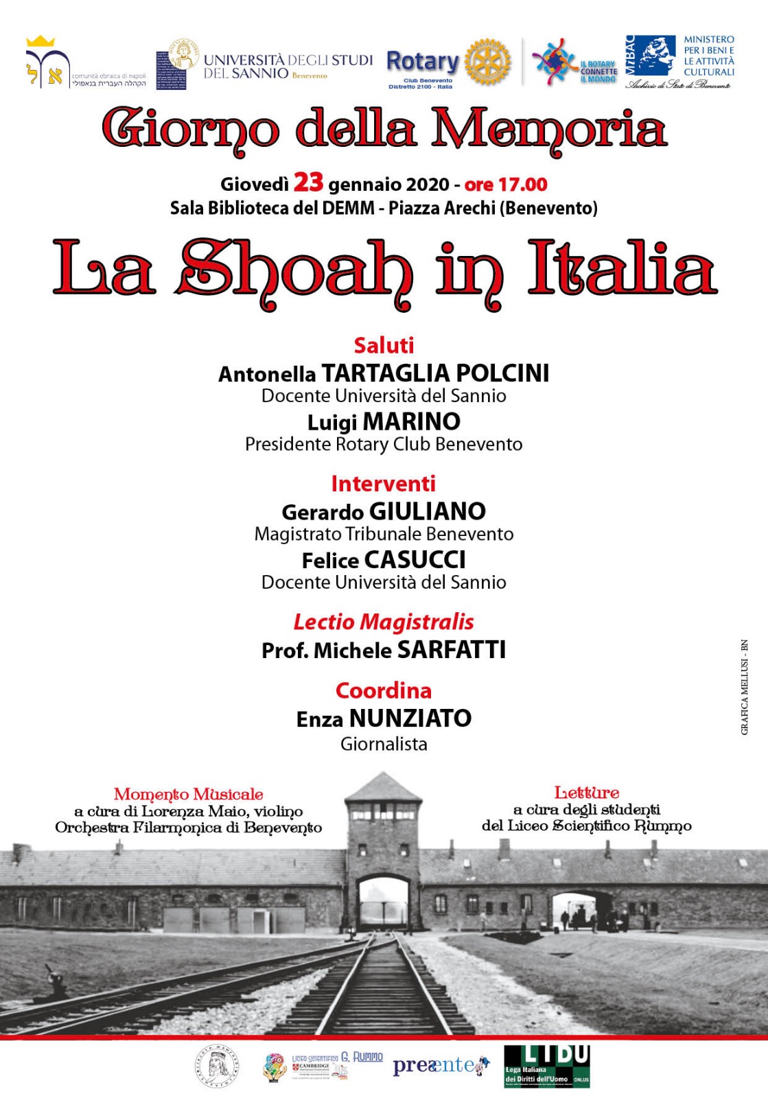 Giorno della Memoria: a Benevento il professor Sarfatti