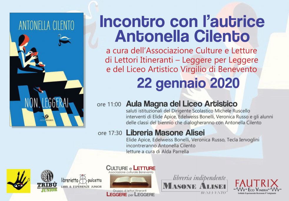 “Non leggere”, mercoledi doppio appuntamento beneventano per la scrittrice Antonella Cilento