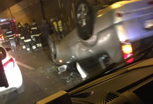 Incidente sotto la galleria di Solofra: auto si ribalta, due feriti ricoverati all’ospedale “Landolfi”