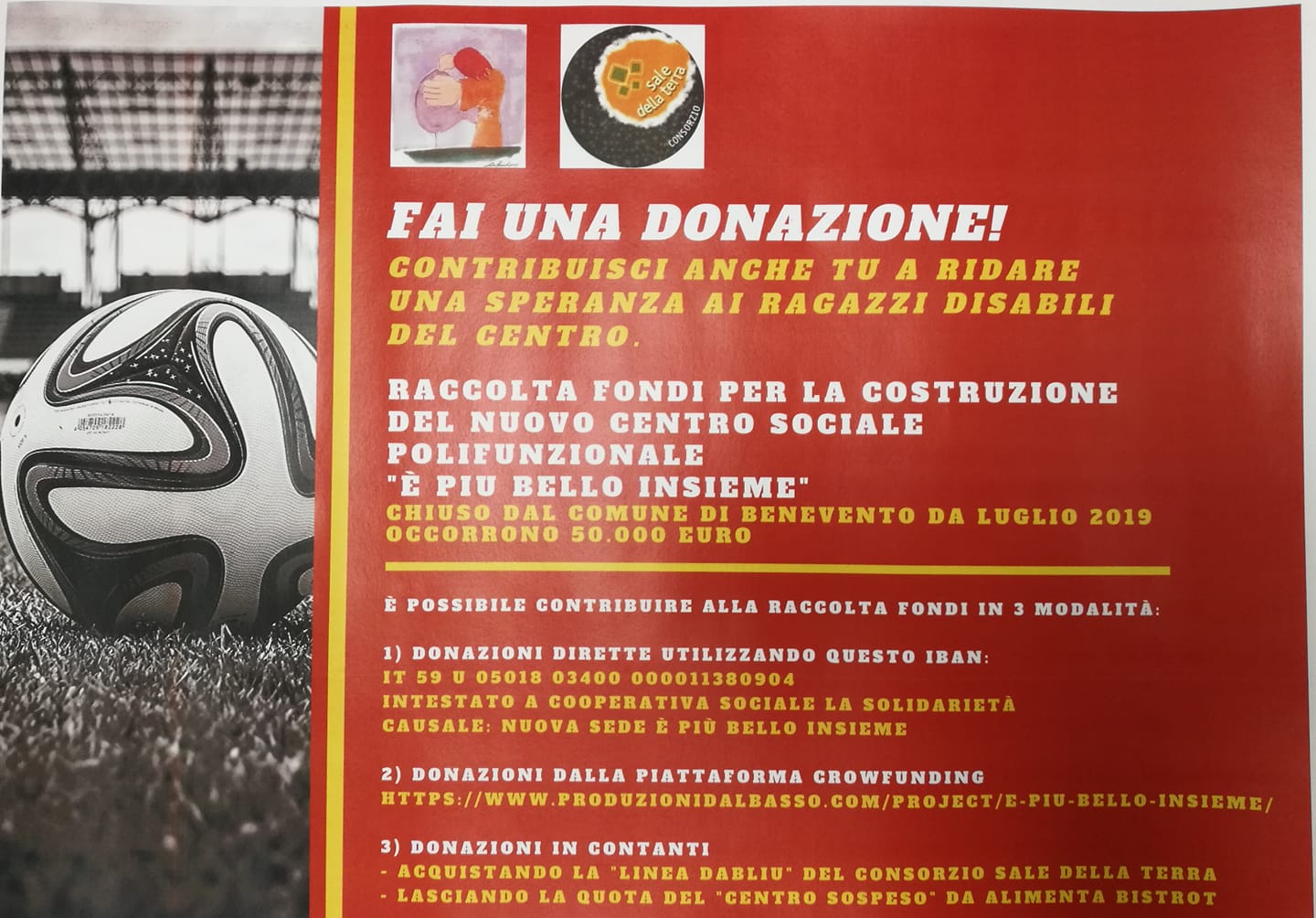 Benevento| “Centro e’ piu’ bello insieme”, raccolta fondi allo stadio Vigorito