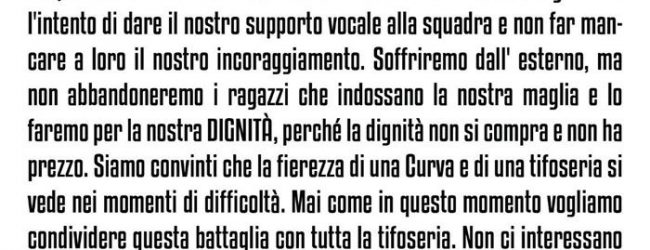 Avellino, i tifosi confermano lo sciopero per domenica. “Soffriremo all’esterno”