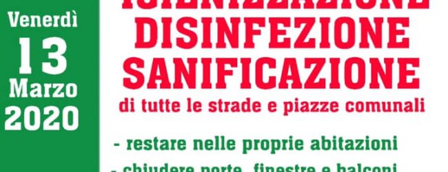 Calvi, il primo Comune ad effettuare sanificazione periodica settimanale