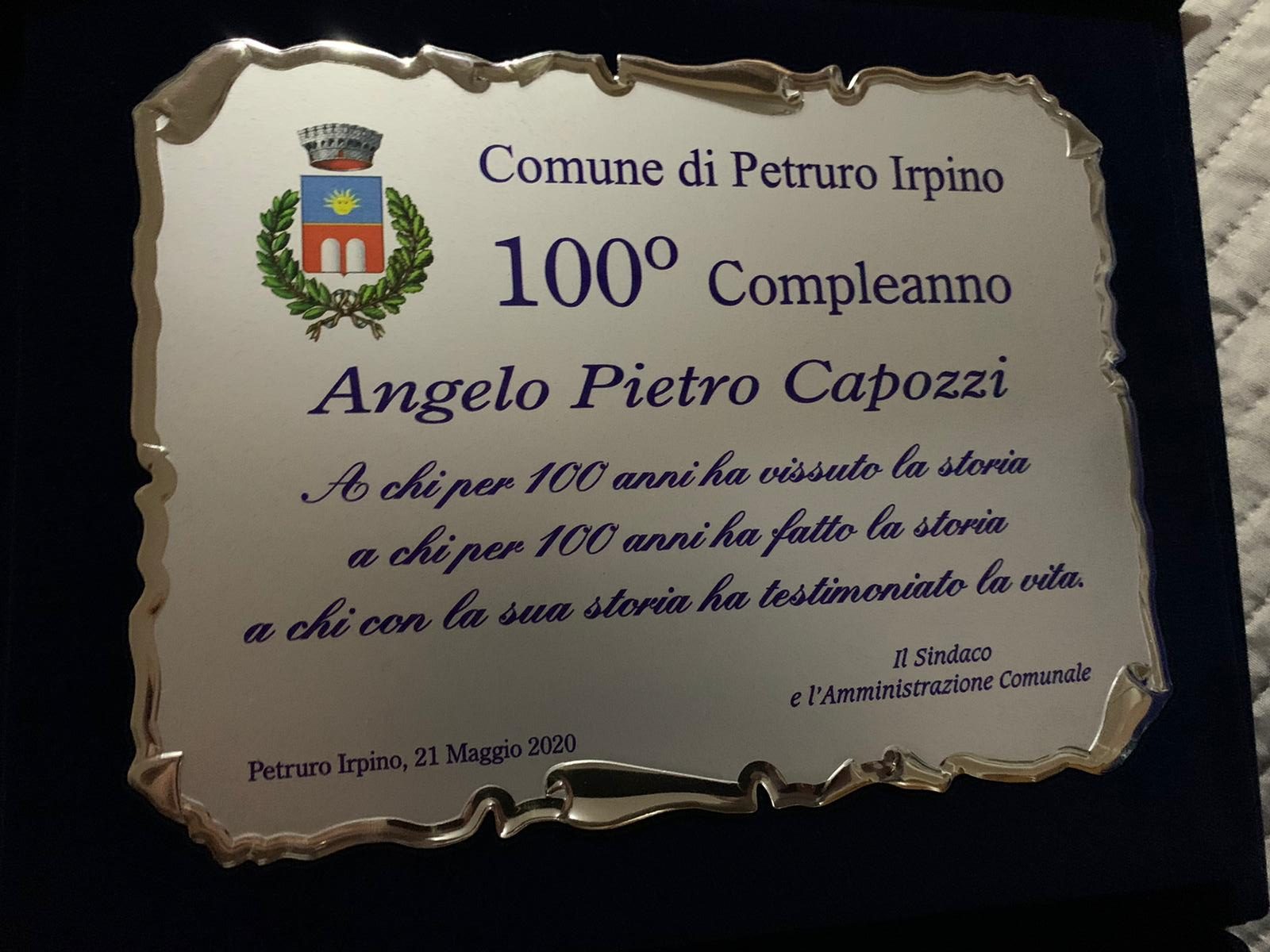 Petruro Irpino| “100 anni di storia testimoniano una vita”:auguri e targa a nonno Angelo dal sindaco Giuseppe Lombardi