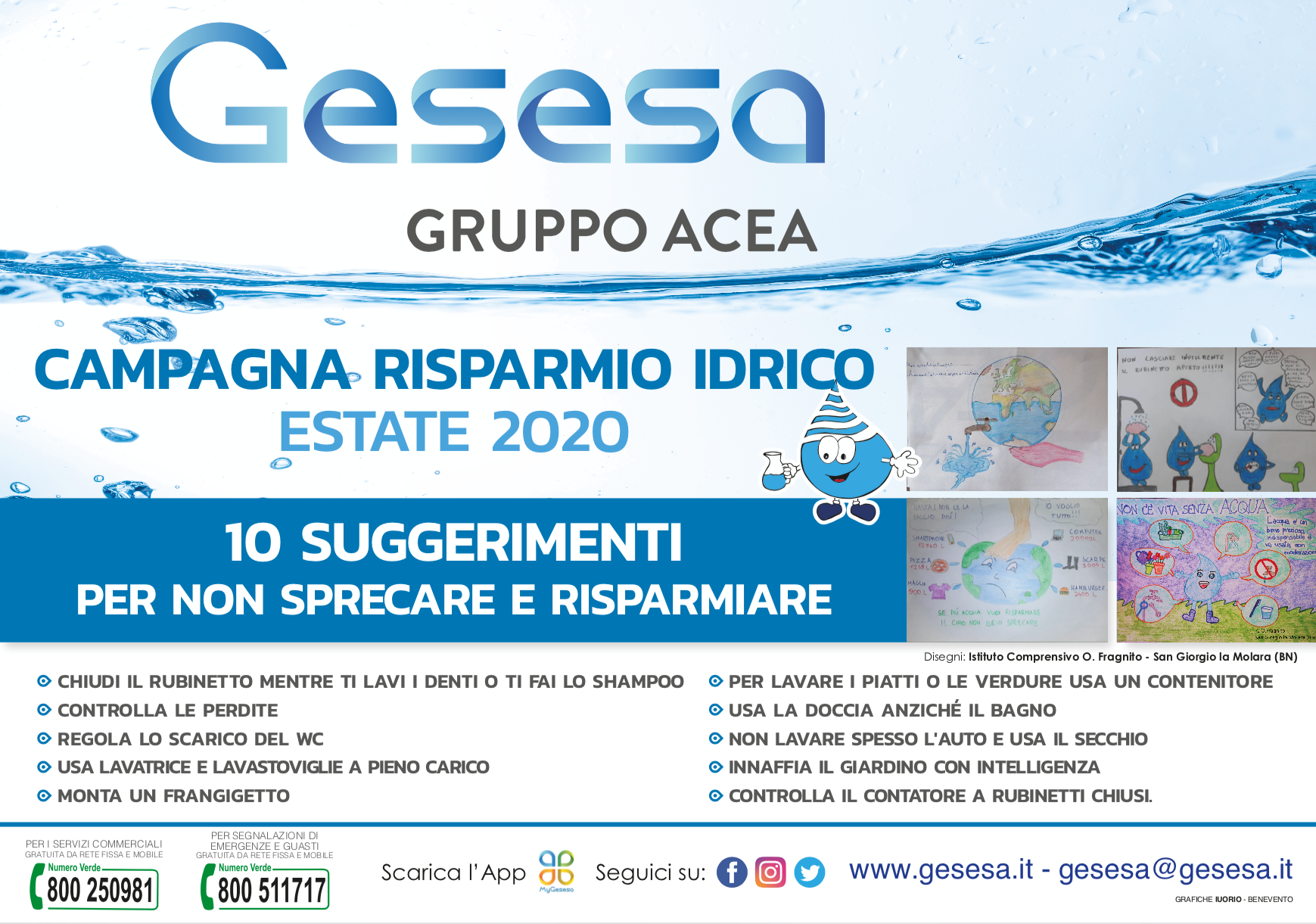Gesesa: parte la campagna sul risparmio idrico “Estate 2020”