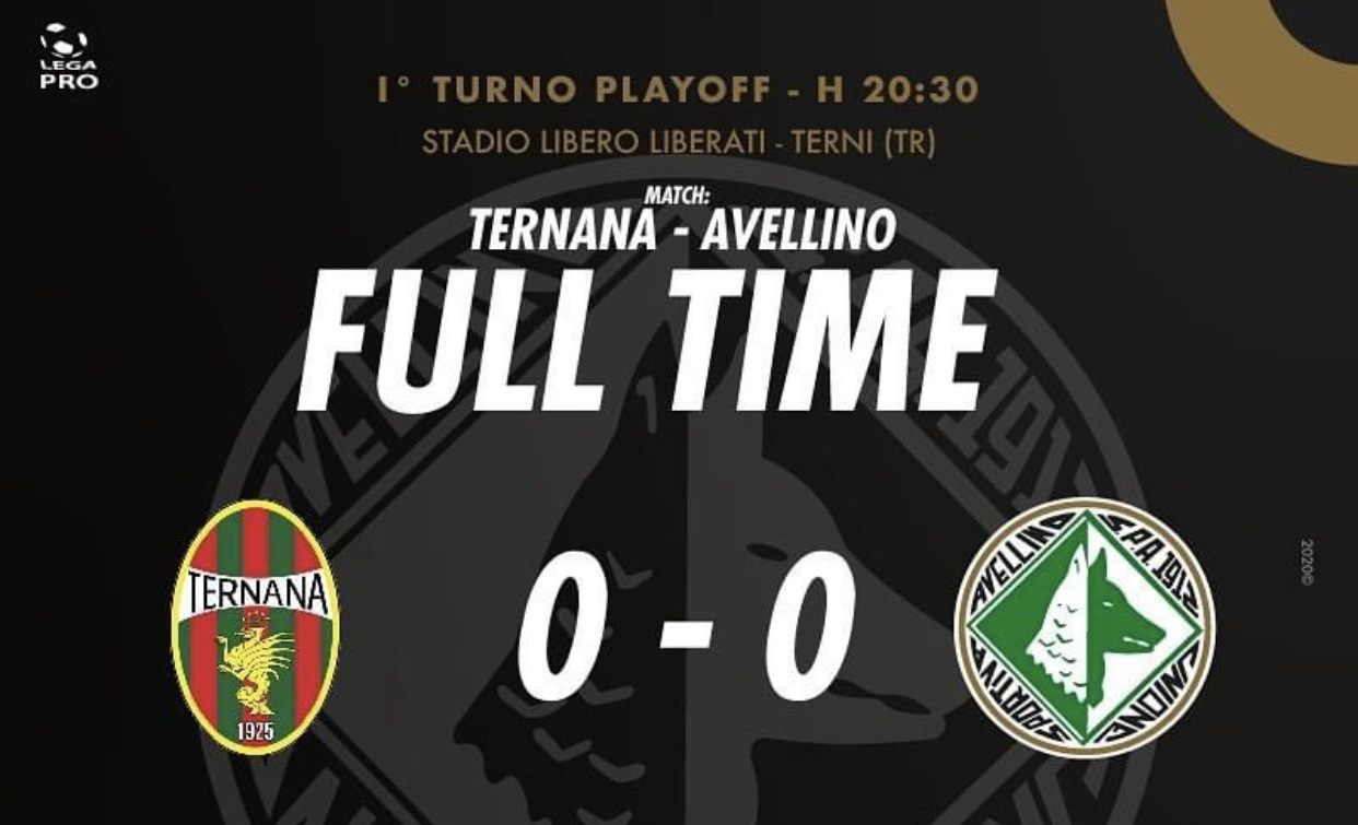 L’ Avellino pareggia a Terni:  fuori dai play-off