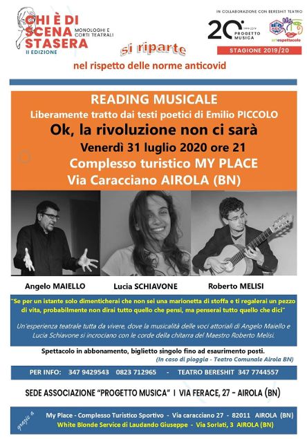 Airola| Monologhi e Corti Teatrali, di scena “Ok la rivoluzione non ci sarà”
