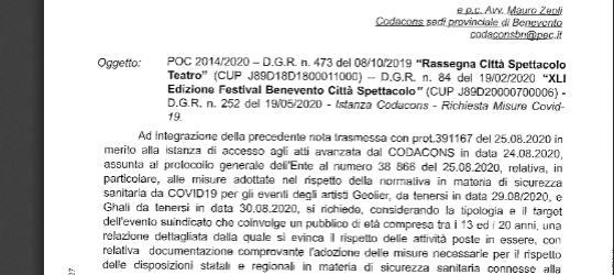 Benevento| Citta’ Spettacolo,Codacons ringrazia Comitato Ordine e Sicurezza: la Regione non aveva autorizzato gli spettacoli annullati