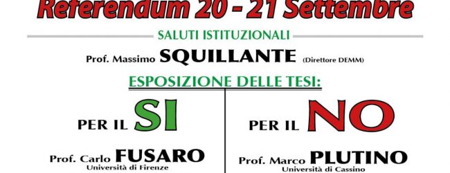 Referendum taglio dei parlamentari, giovedi confronto all’Unisannio