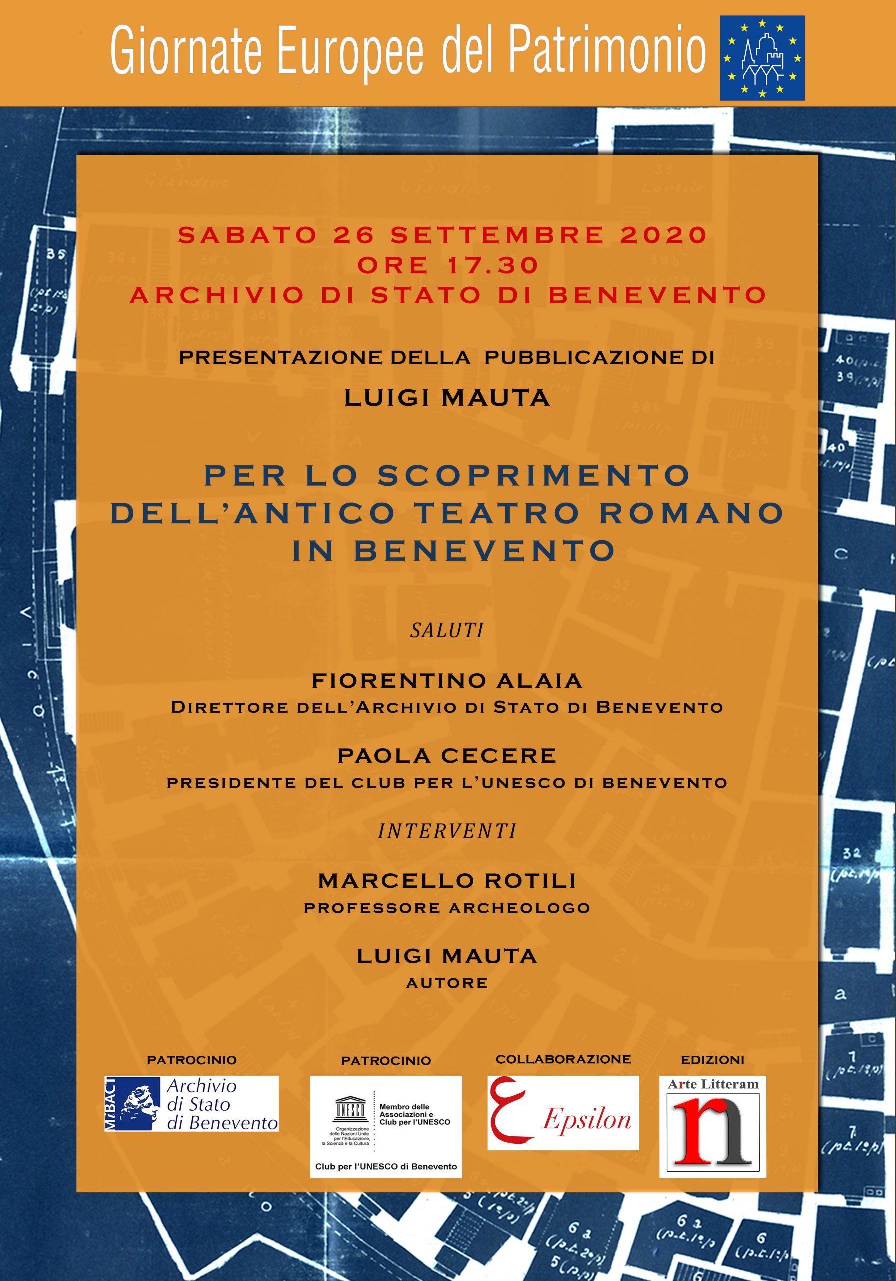 Benevento| Giornate Europee del Patrimonio, all’Archivio di Stato la pubblicazione di Luigi Mauta ‘Lo scoprimento del Teatro Romano’