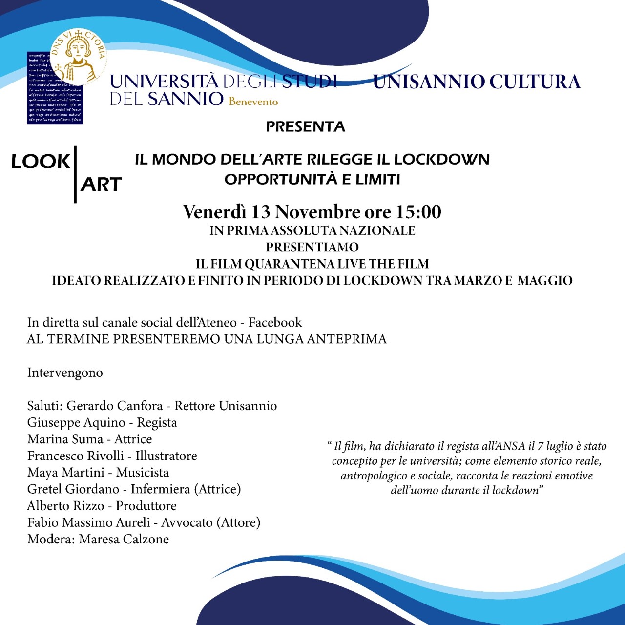 “Il mondo dell’arte durante il lockdown. Opportunità e limiti”: venerdi l’incontro in streaming dell’Unisannio