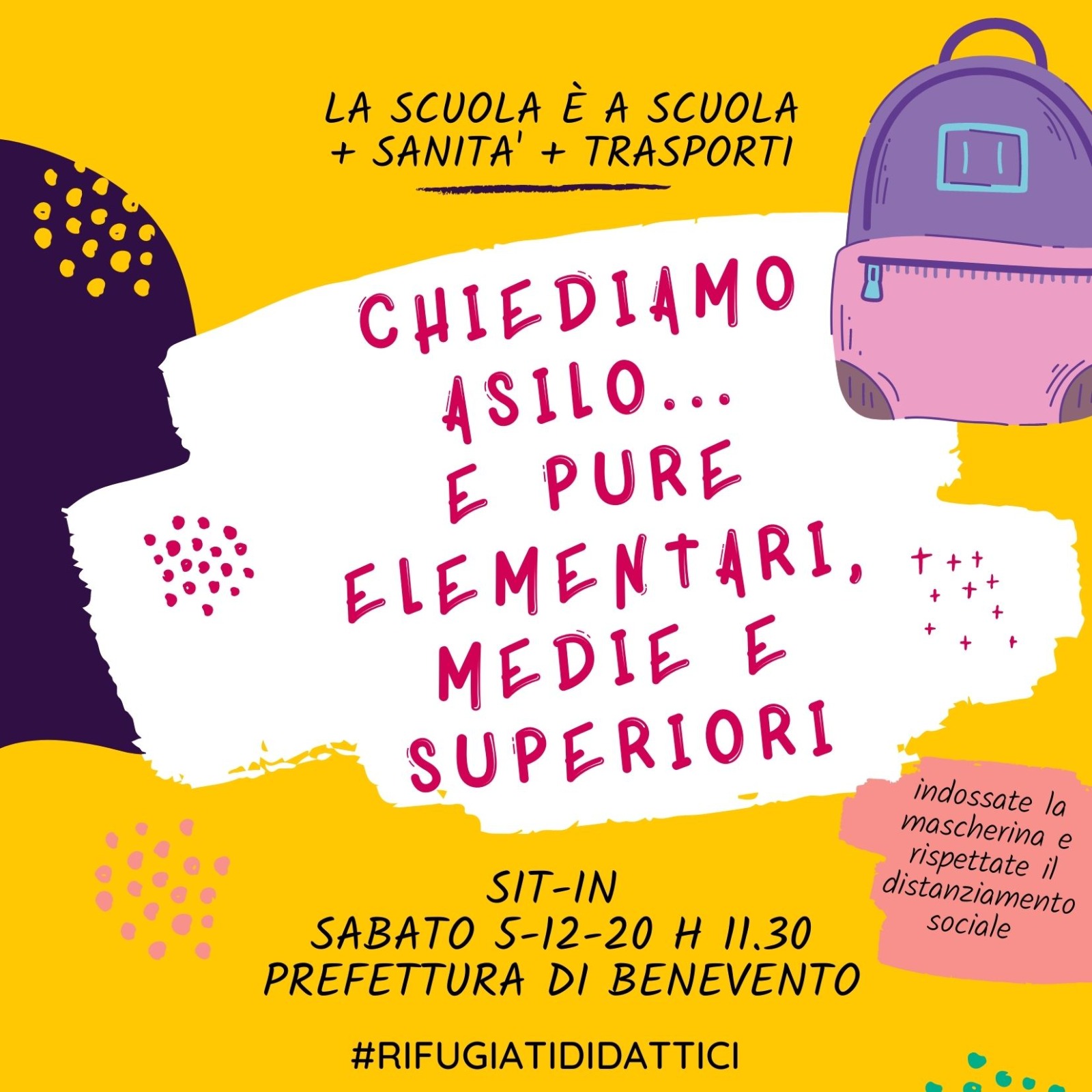 5 Dicembre sit in a Benevento: “Chiediamo asilo… e pure elementari, medie e superiori”