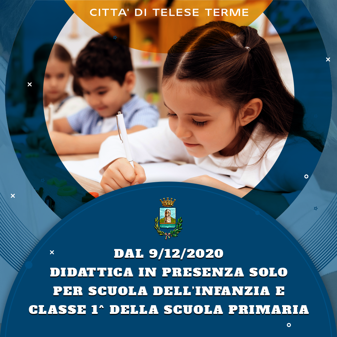 Scuola: da domani a Telese Terme didattica in presenza solo per Scuola dell’infanzia e prima elementare