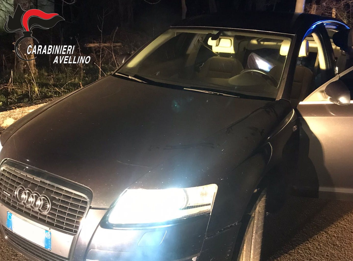 Montemarano| Inseguimento nella notte, ladri abbandonano auto e refurtiva e scappano a piedi
