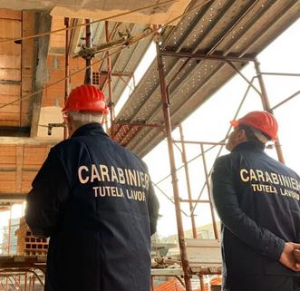 Controlli nel settore edile, sanzioni del Nucleo Carabinieri Ispettorato del Lavoro Benevento