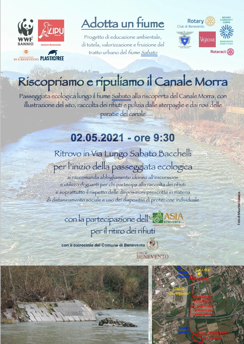 “Riscopriamo e ripuliamo il Canale Morra”, domani la passeggiata ecologica lungo il fiume Sabato