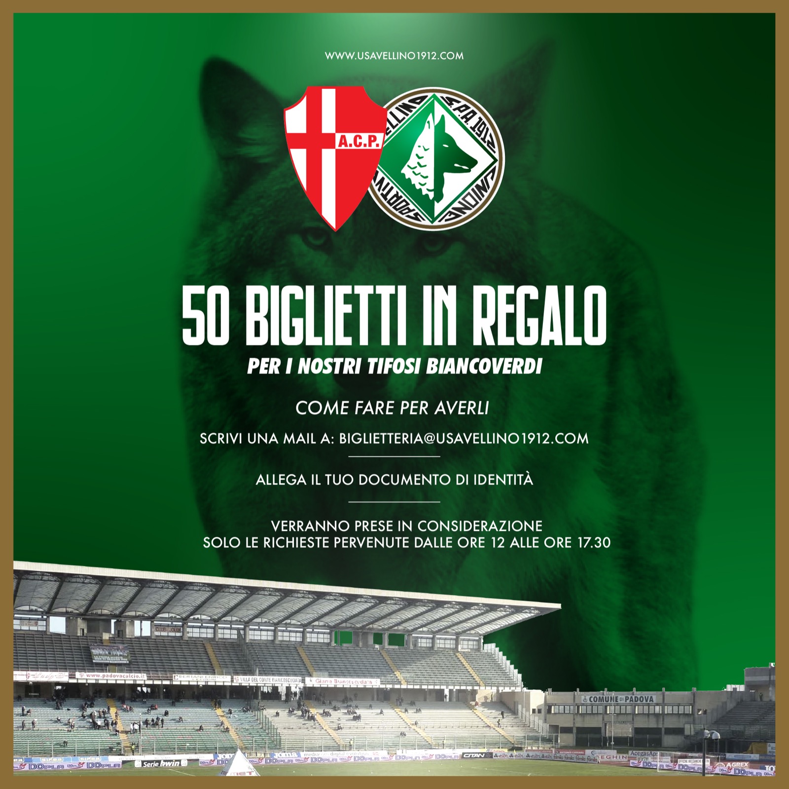 L’ Avellino regala 50 biglietti per il match contro il Padova