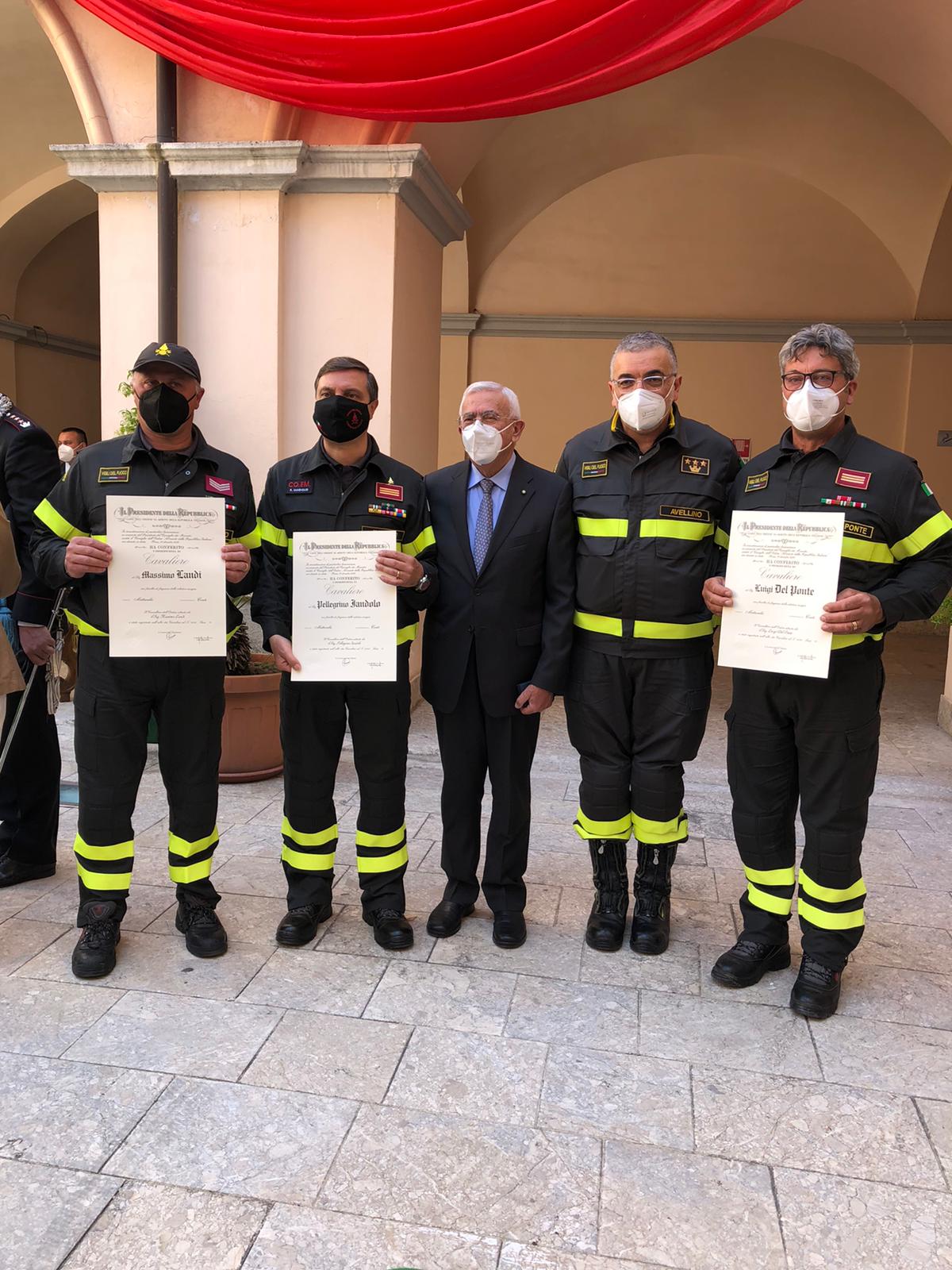 Avellino| Nuovi Cavalieri della Repubblica, ci sono anche 3 Vigili del fuoco