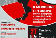 L’eurodeputato Piernicola Pedicini e lo scrittore  Pino Aprile in un incontro a Casalduni per parlare di Sud in Europa