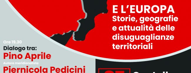 L’eurodeputato Piernicola Pedicini e lo scrittore  Pino Aprile in un incontro a Casalduni per parlare di Sud in Europa