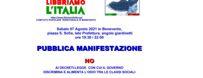 Alla Prefettura di Benevento la manifestazione ‘Liberiamo l’Italia’
