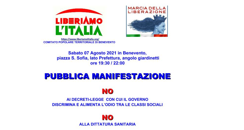 Alla Prefettura di Benevento la manifestazione ‘Liberiamo l’Italia’