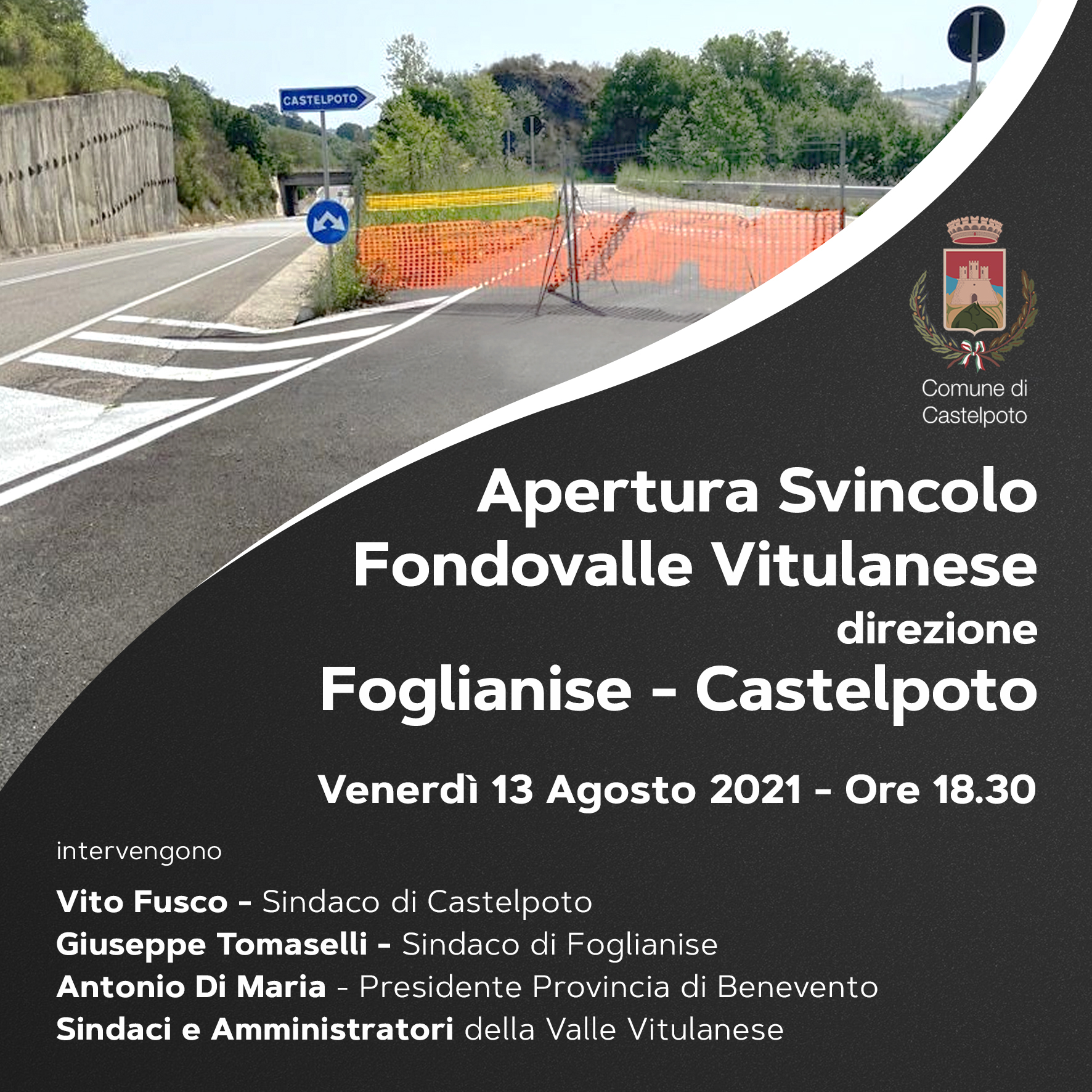 Fondovalle Vitulanese, venerdi l’apertura del nuovo svincolo “Foglianise – Castelpoto”