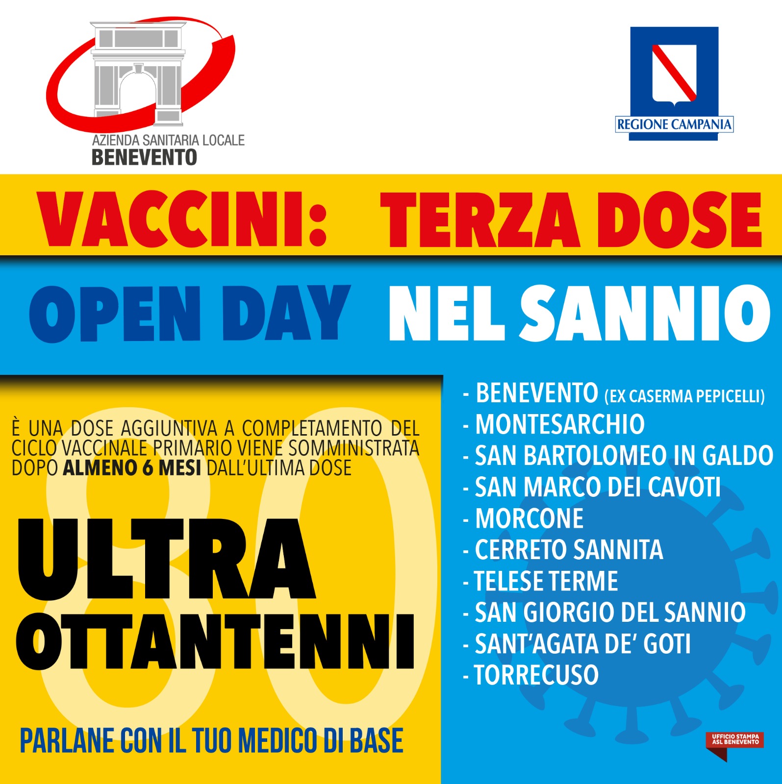 Terza dose per gli over 80, open day nel Sannio