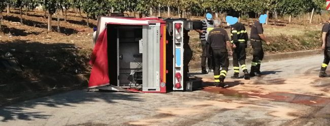 Torrecuso, incidente stradale: si ribalta camionetta dei Vigili del Fuoco