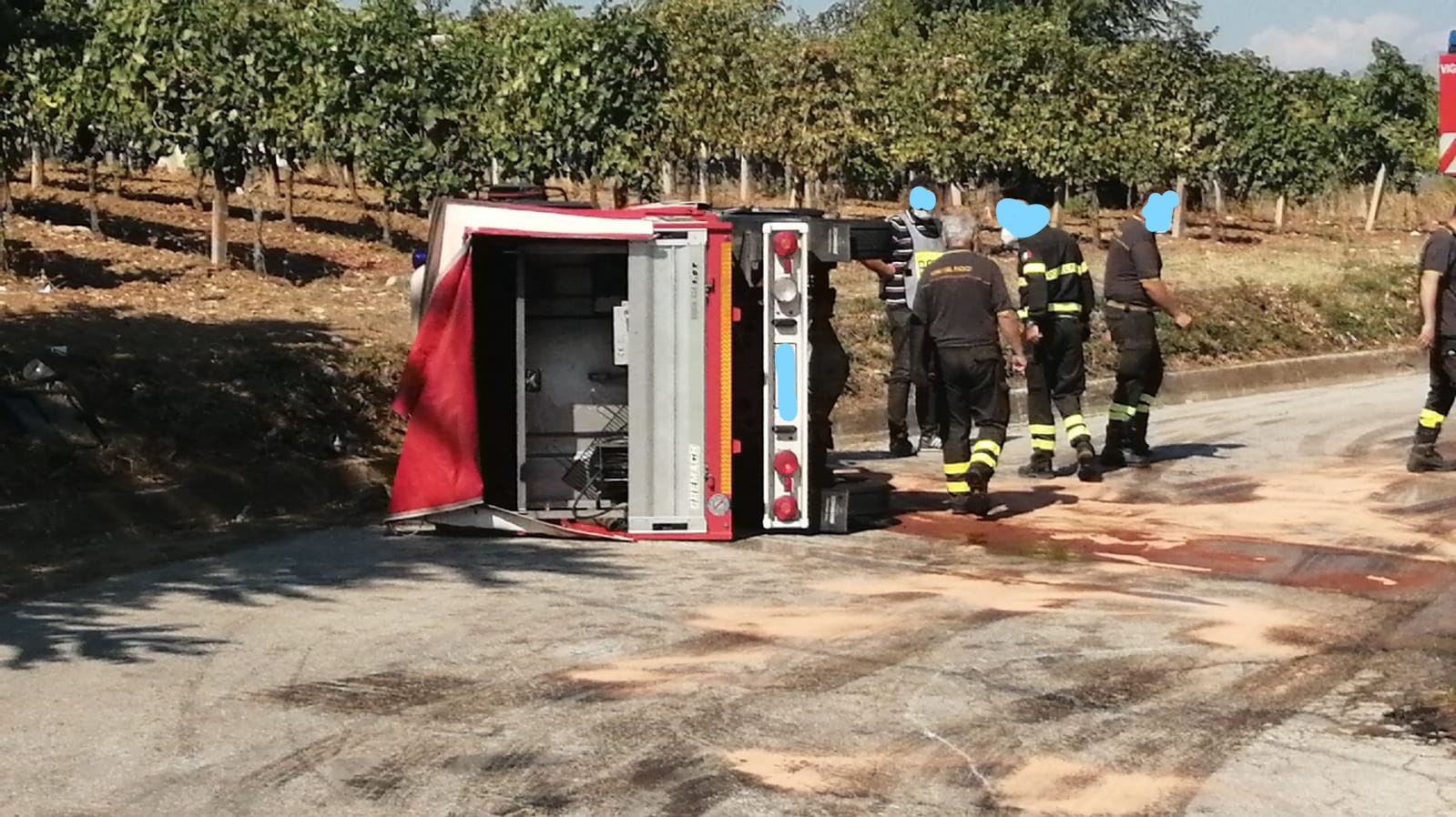 Torrecuso, incidente stradale: si ribalta camionetta dei Vigili del Fuoco