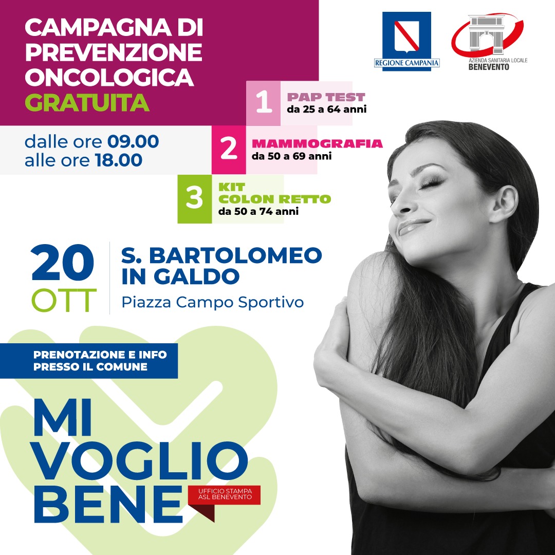Screening oncologici, domani al via l’iniziativa dell’Asl di Benevento. Da San Bartolomeo in Galdo 90 tappe attraverso il Sannio