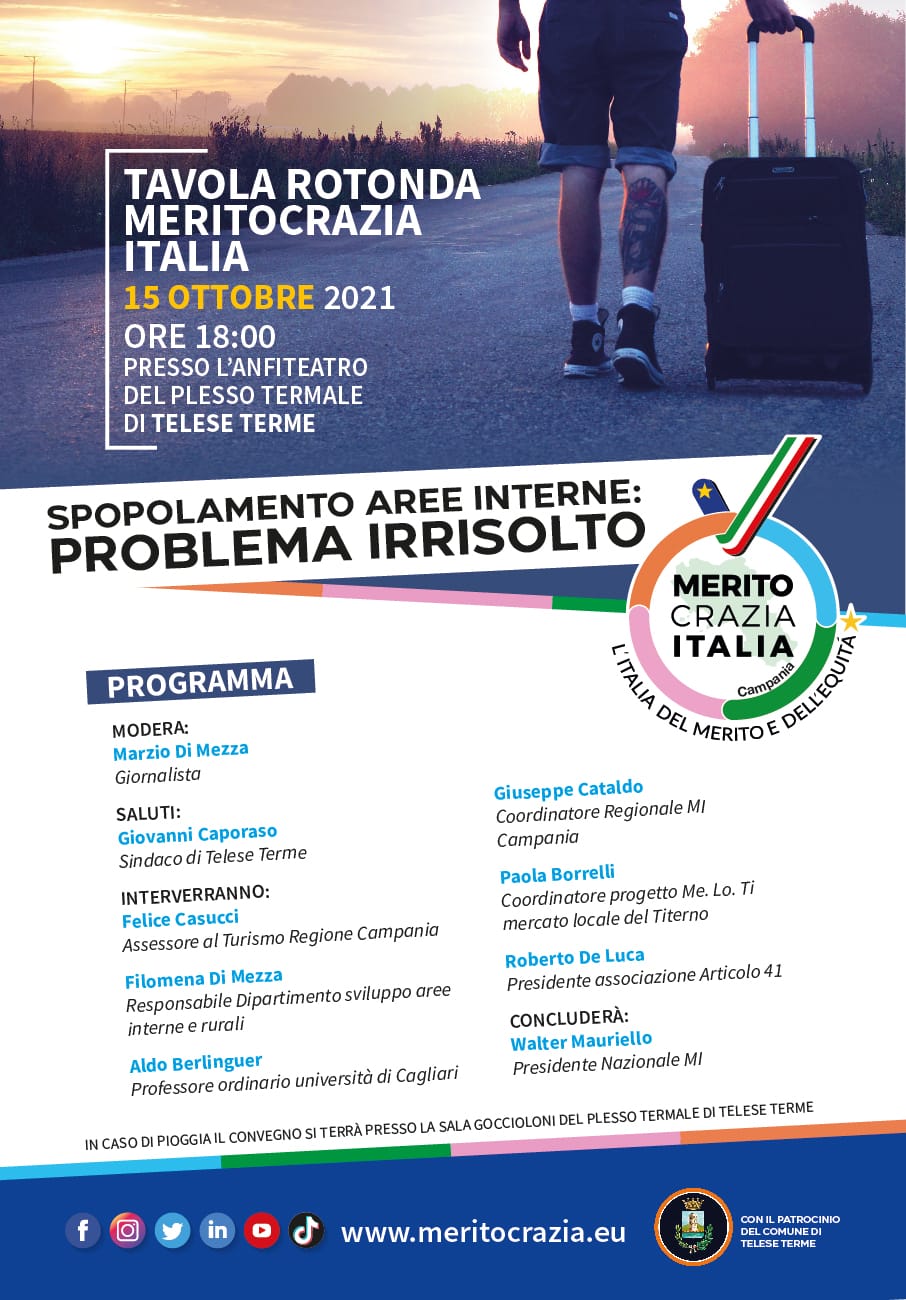 Spopolamento delle aree interne: se ne parlerà venerdì prossimo a Telese Terme