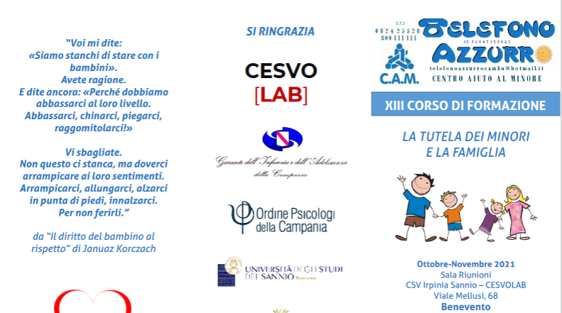C.A.M. Telefono Azzurro Benevento: 13esima edizione del corso «La Tutela dei minori e la famiglia»