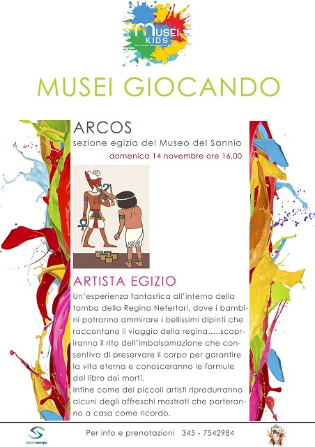 “Musei Giocando”: domenica 14 novembre appuntamento con i piú piccoli alla Sezione Egizia del Museo del Sannio