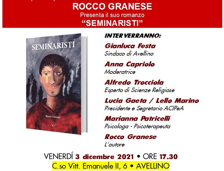 Avellino| “Seminaristi”, venerdì 3 dicembre la presentazione del romanzo di Rocco Granese