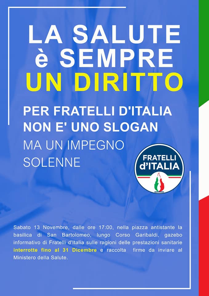 “La salute è sempre un diritto”: al via la campagna di FdI nel Sannio