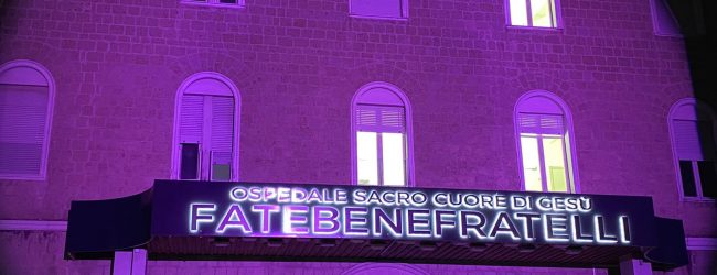 Giornata mondiale della prematurita’, l’Ospedale Fatebenefratelli di Benevento si illumina di viola
