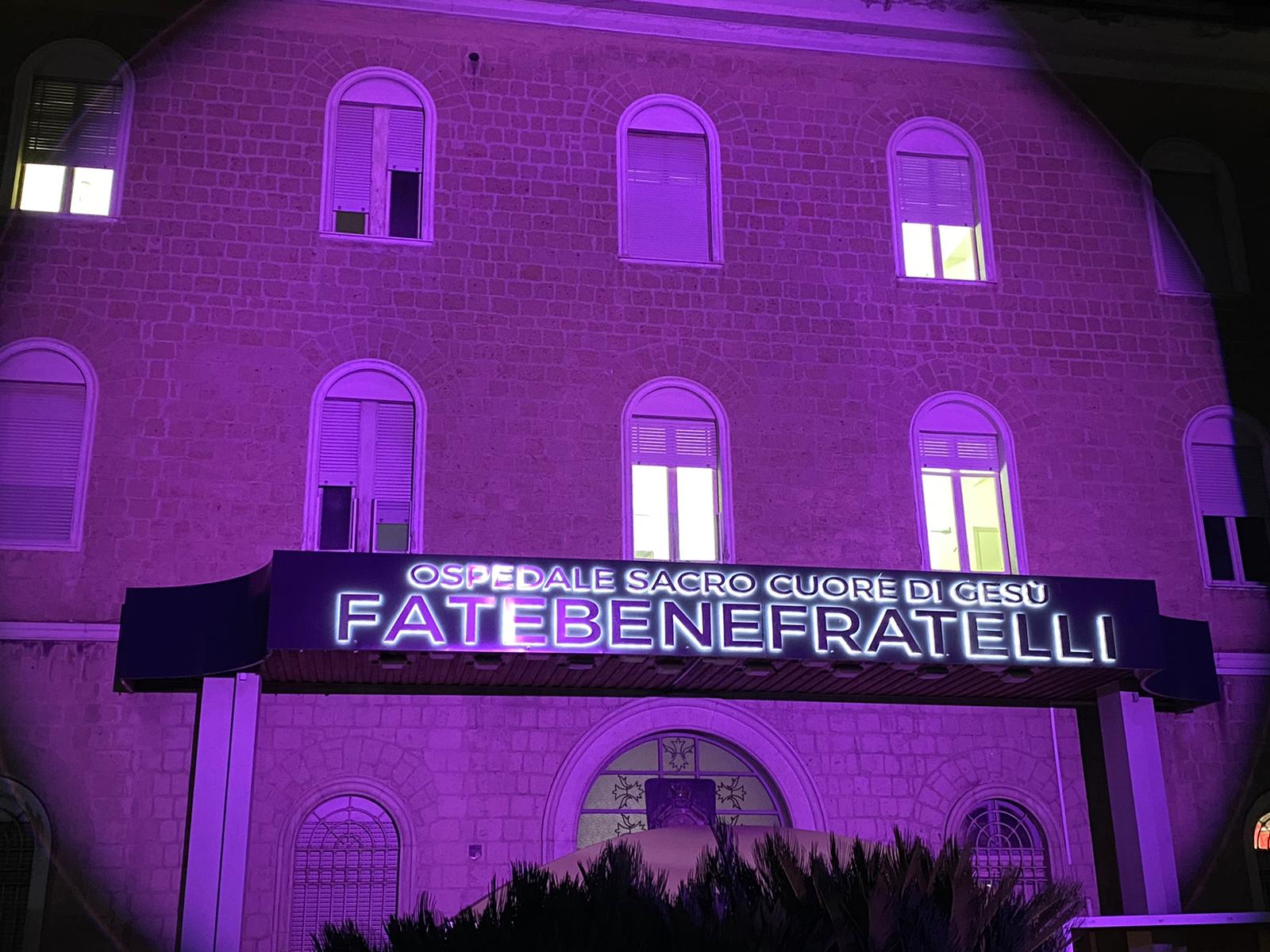 Giornata mondiale della prematurita’, l’Ospedale Fatebenefratelli di Benevento si illumina di viola