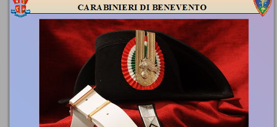 Carabinieri Benevento, bilancio di fine anno nel Sannio