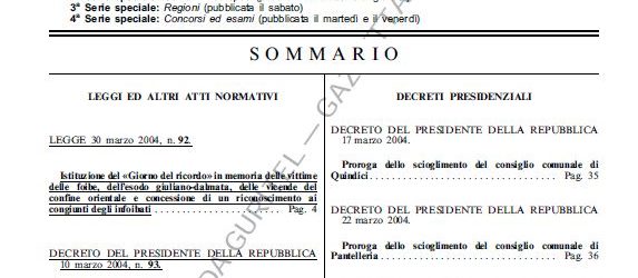 10 Febbraio, Giornata del Ricordo delle Vittime italiane. Il pensiero del Presidente Lombardi