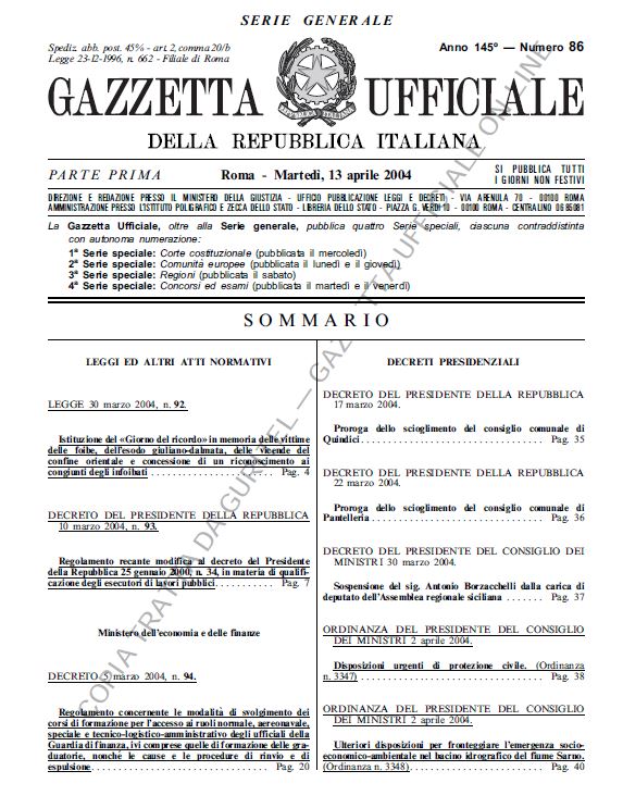 10 Febbraio, Giornata del Ricordo delle Vittime italiane. Il pensiero del Presidente Lombardi
