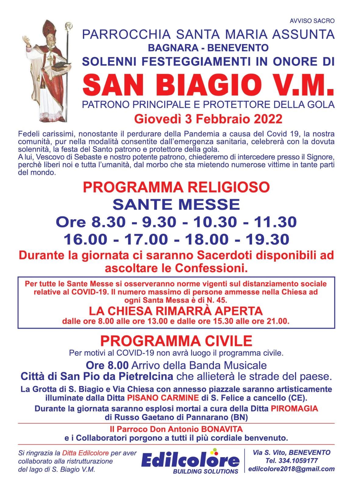 San Biagio, Bagnara si prepara alle celebrazioni