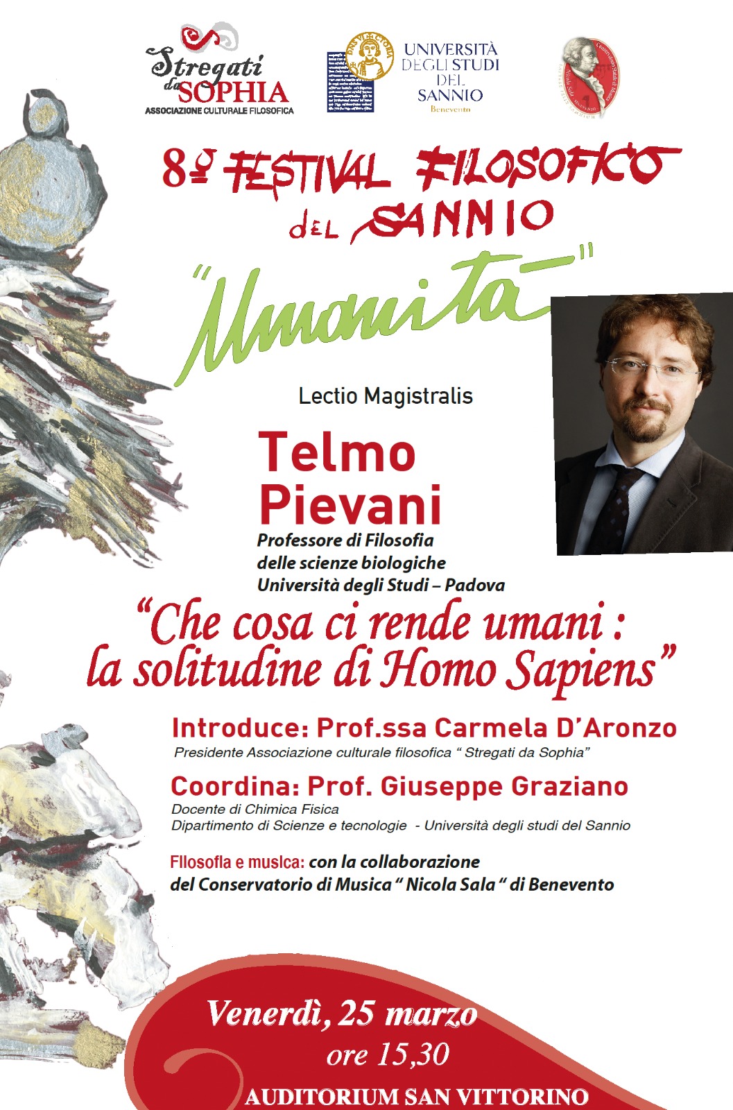 Venerdi ottavo appuntamento con il “Festival filosofico del Sannio”. Lectio Magistralis di Telmo Pievani