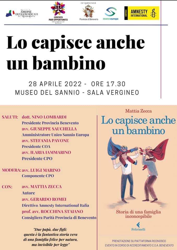 Mattia Zecca presenta a Benevento il libro “Lo capisce anche un bambino. Storia di una famiglia inconcepibile”