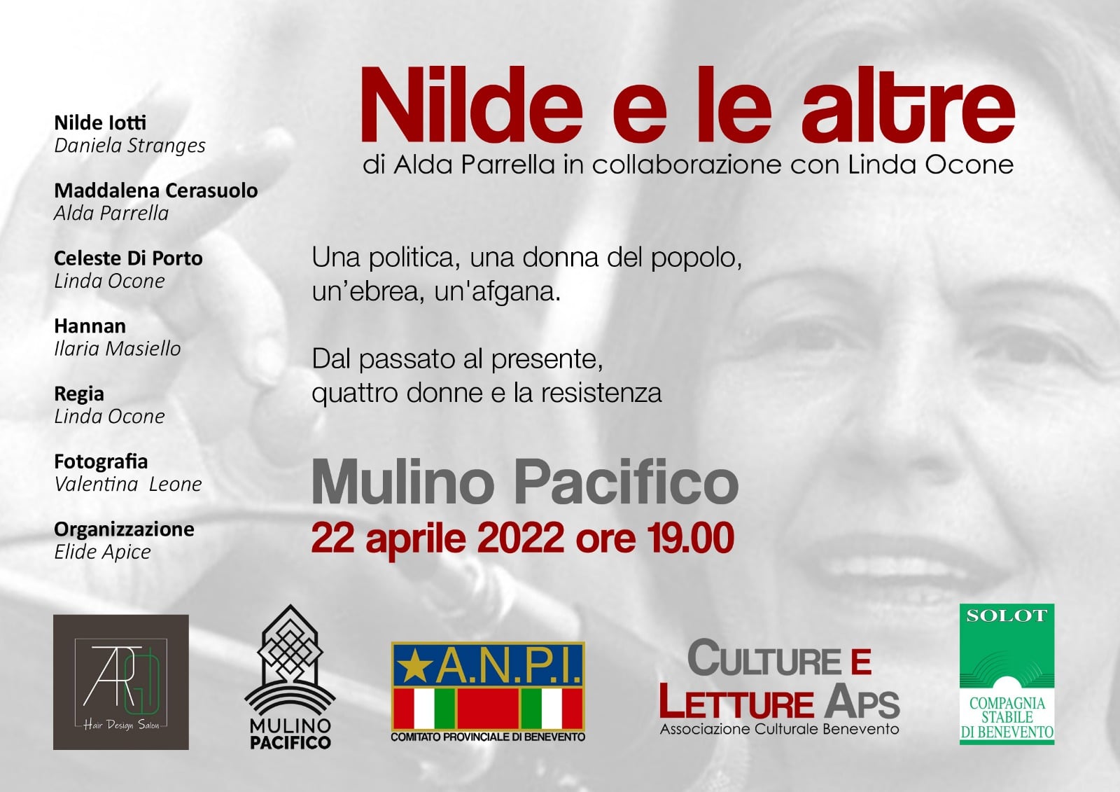 “Nilde e le altre” in scena il 22 aprile al Mulino Pacifico
