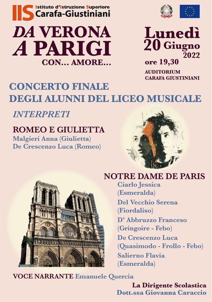 Liceo Musicale “Carafa-Giustiniani”, un musical per salutare l’anno scolastico