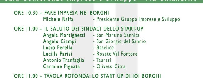“101 Borghi’, confronto sulla fase di start up, appuntamento a San Martino Sannita