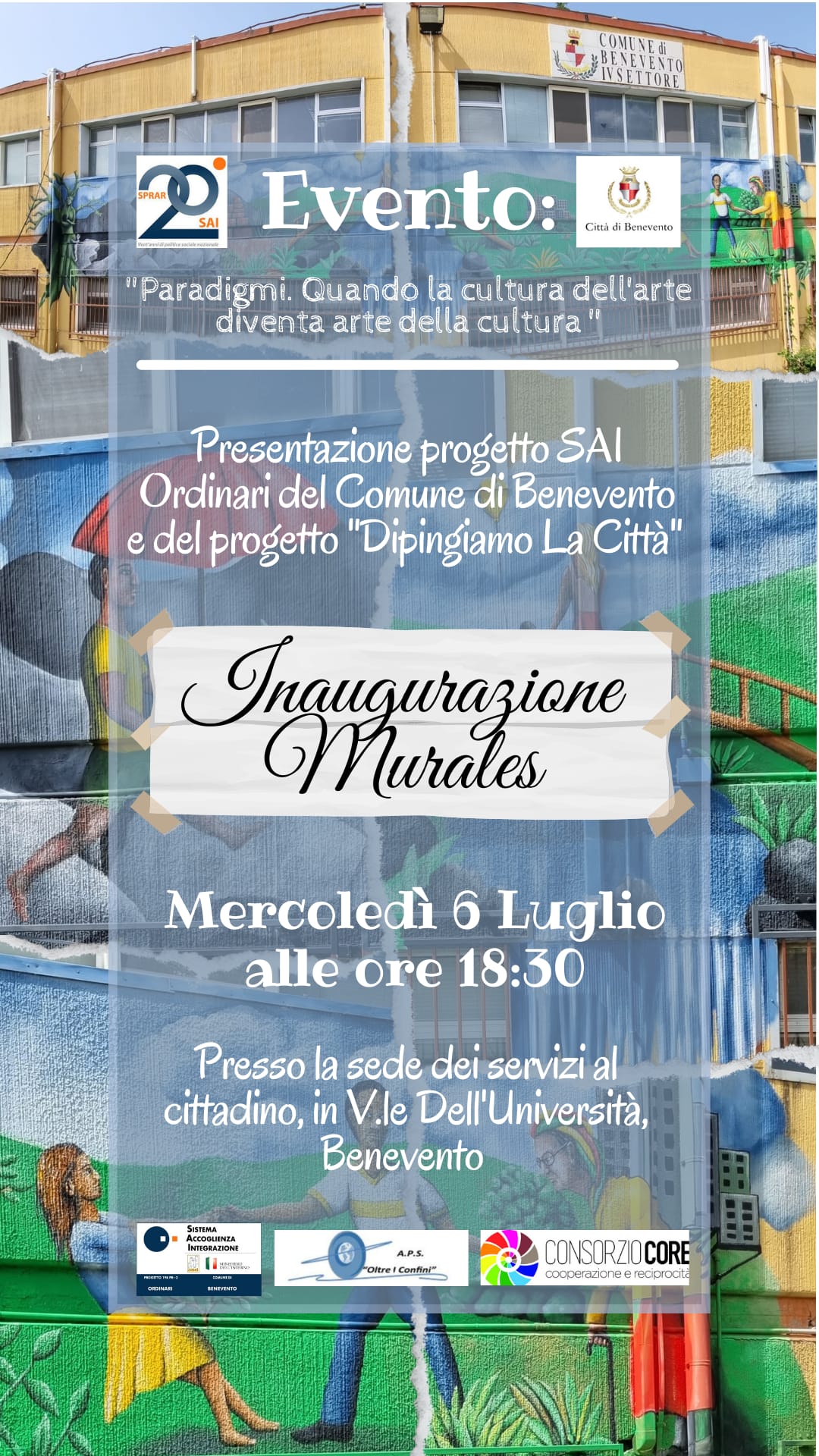 Domani inaugurazione del murales realizzato dagli ospiti del SAI di Benevento