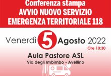 Nuovo servizio di Emergenza Territoriale 118 in Irpinia, venerdi la conferenza stampa