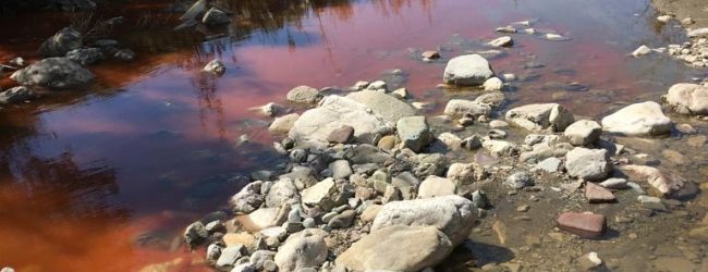 Reino, il fiume si colora di rosso